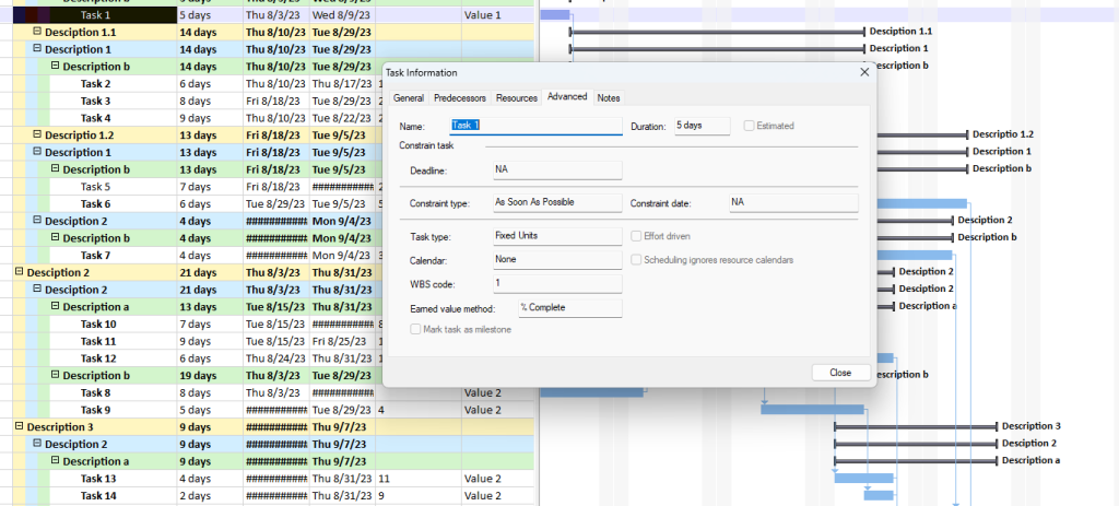 Calendar preview in Microsoft Project File